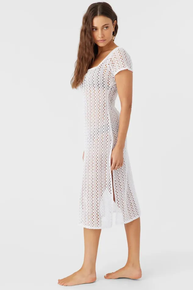 NINA MIDI CROCHET LACE COVERUP DRESS White Women O039NEILL Swim