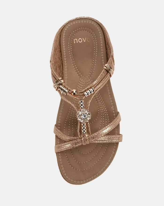NOVO Shoes ELGREEN GOLD Sandals Women Slides