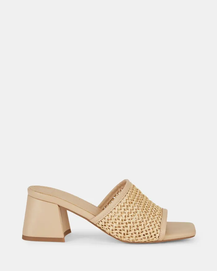 NOVO Shoes Party Women FLAMES NATURAL RAFFIA Open Toe Heels