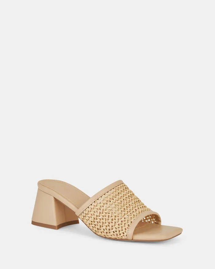 NOVO Shoes Party Women FLAMES NATURAL RAFFIA Open Toe Heels