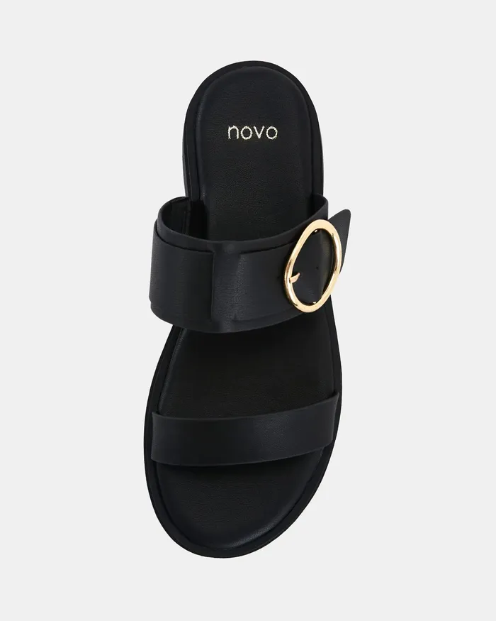 NOVO Shoes TEASE BLACK Sandals Women Slides