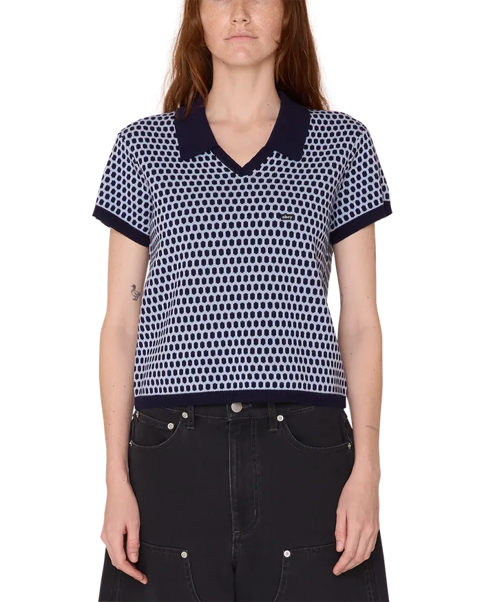 OLGA POLO SWEATER Evening Blue Multi Women SWEATERS OBEY Clothing