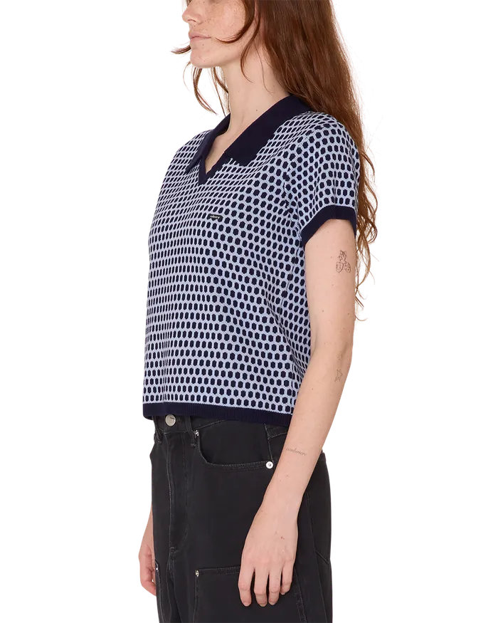 OLGA POLO SWEATER Evening Blue Multi Women SWEATERS OBEY Clothing