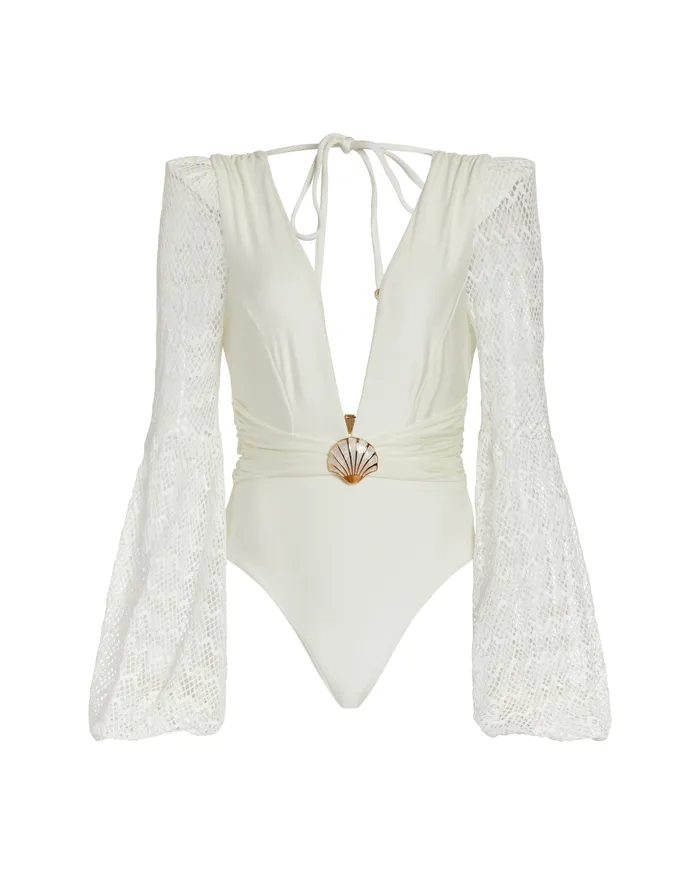 One Pieces Women PatBO PLUNGE LONG SLEEVE SWIMSUIT