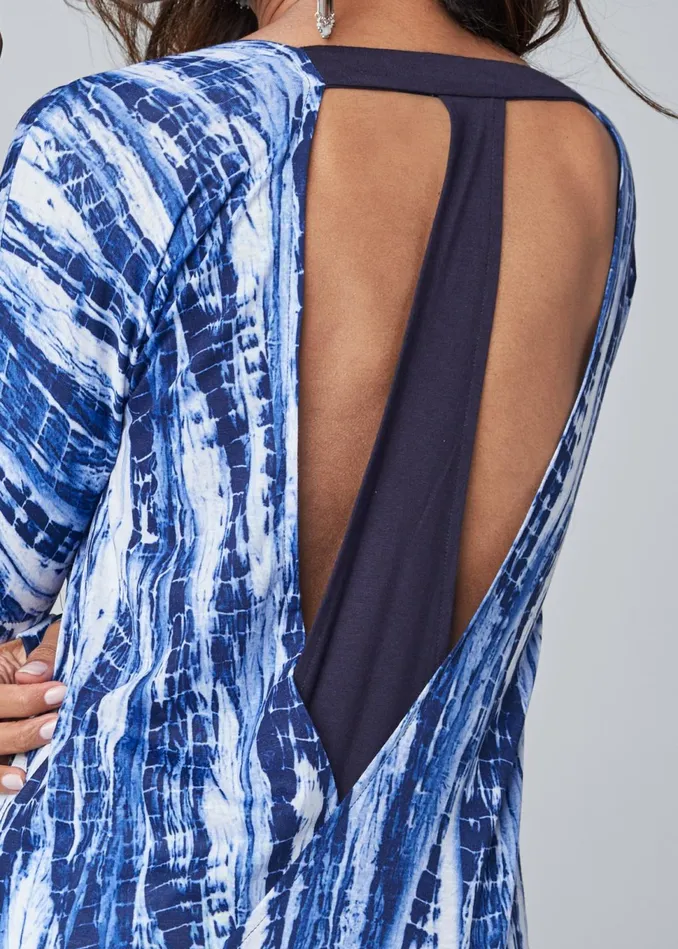 OPEN BACK ACTIVE TOP Blue and White Women VENUS Tops