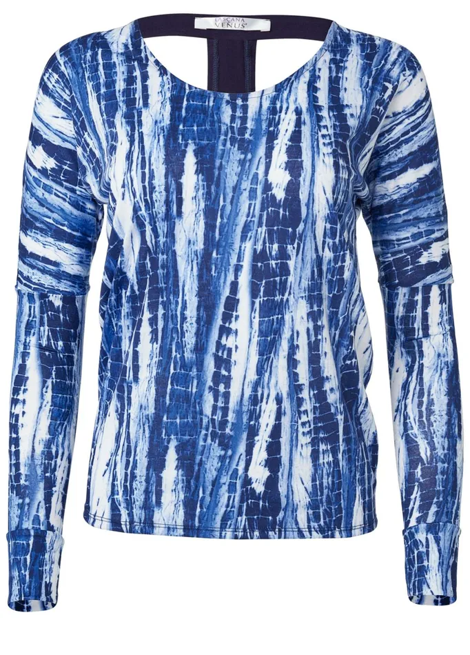 OPEN BACK ACTIVE TOP Blue and White Women VENUS Tops