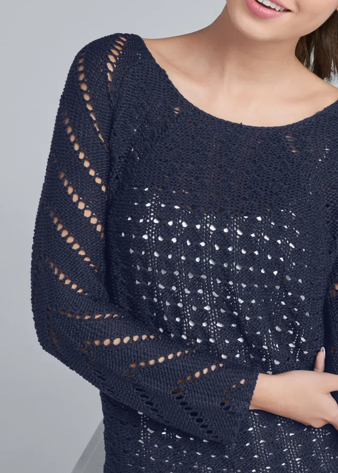 OPEN KNIT SWEATER Navy Women VENUS Pullover