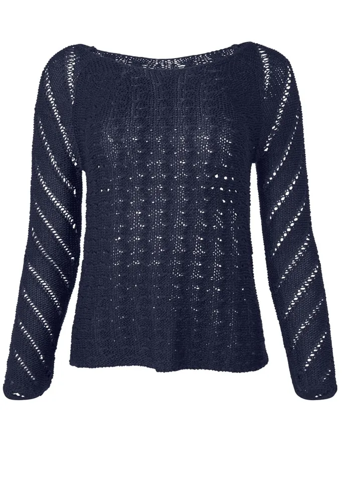 OPEN KNIT SWEATER Navy Women VENUS Pullover