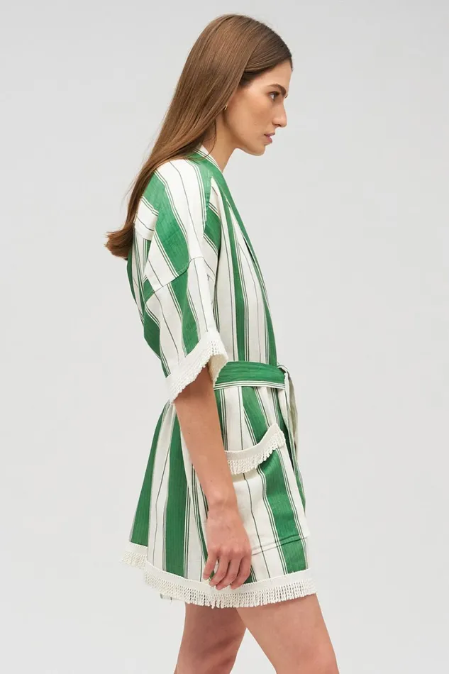 Oroton Deckchair Stripe Robe Clover Women Jackets and Outerwear Oroton Deckchair Stripe Robe Clover Women Jackets and Outerwear