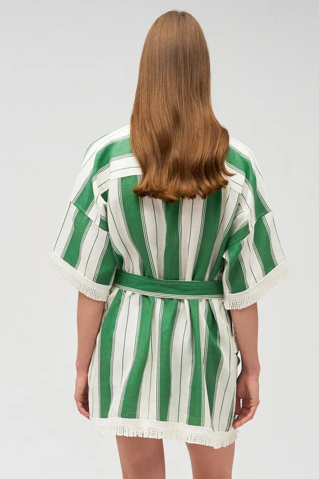 Oroton Deckchair Stripe Robe Clover Women Jackets and Outerwear Oroton Deckchair Stripe Robe Clover Women Jackets and Outerwear