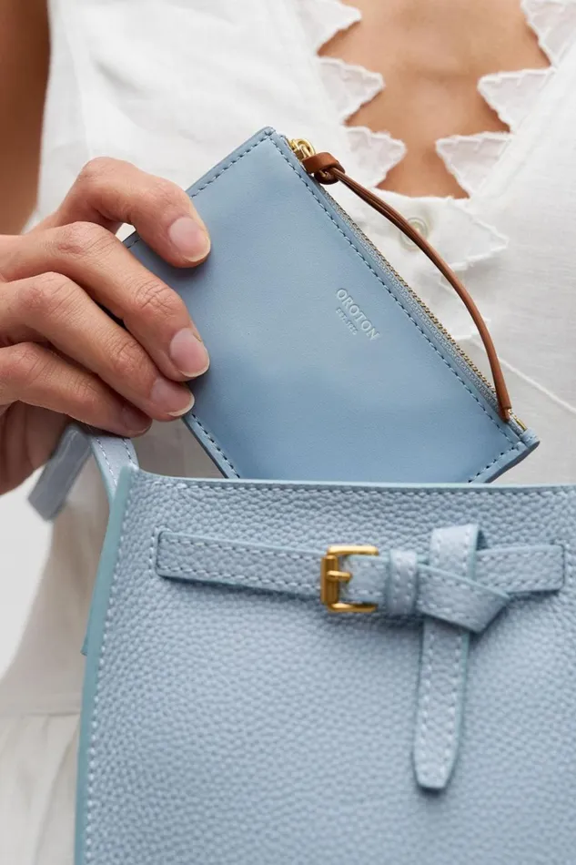 Oroton Eloise 4 Credit Card Mini Zip Pouch Denimamber Women Wallets Oroton Eloise 4 Credit Card Mini Zip Pouch Denimamber Women Wallets