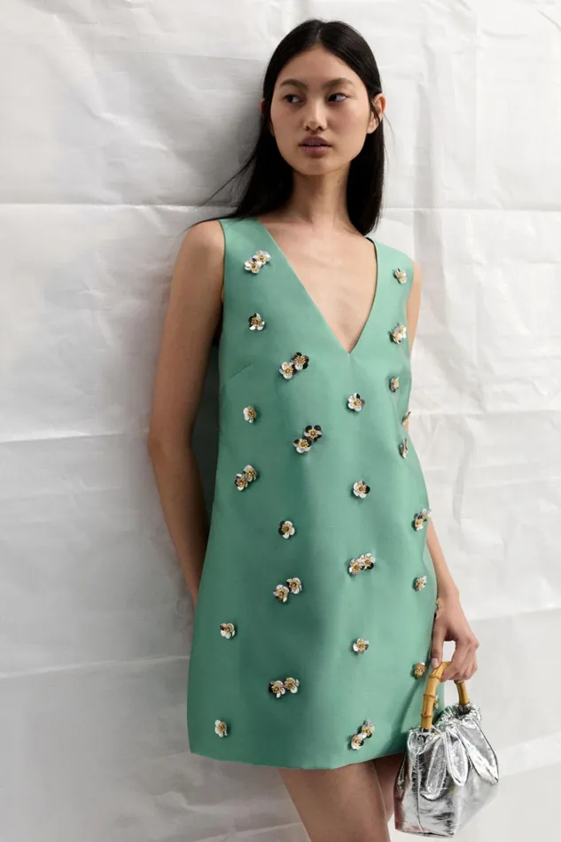 Oroton Embellished Shift Dress Mint Leaf Women Dresses Oroton Embellished Shift Dress Mint Leaf Women Dresses