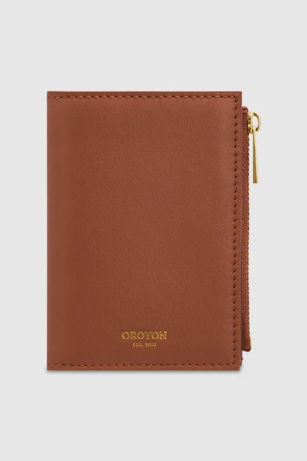 Oroton Imogen Mini 10 Credit Card Zip Wallet Brandy Women Wallets