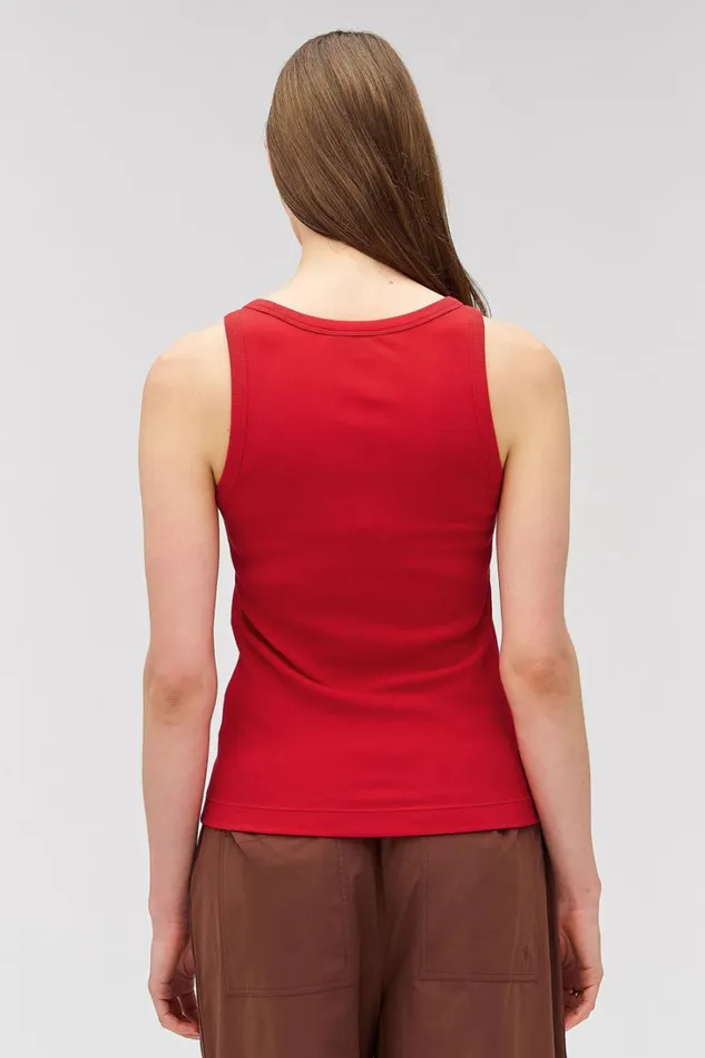 Oroton Lottie Rib Tank Market Red Women Tops Oroton Lottie Rib Tank Market Red Women Tops