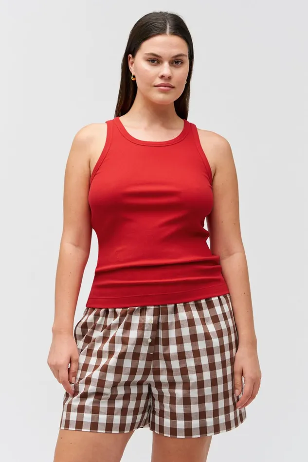 Oroton Lottie Rib Tank Market Red Women Tops Oroton Lottie Rib Tank Market Red Women Tops