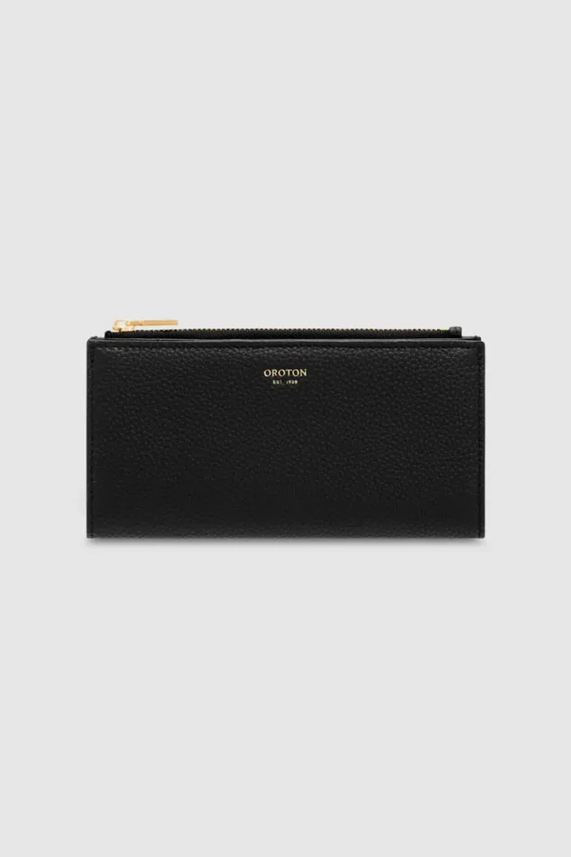 Oroton Margot Zip Fold Wallet Black Women Wallets