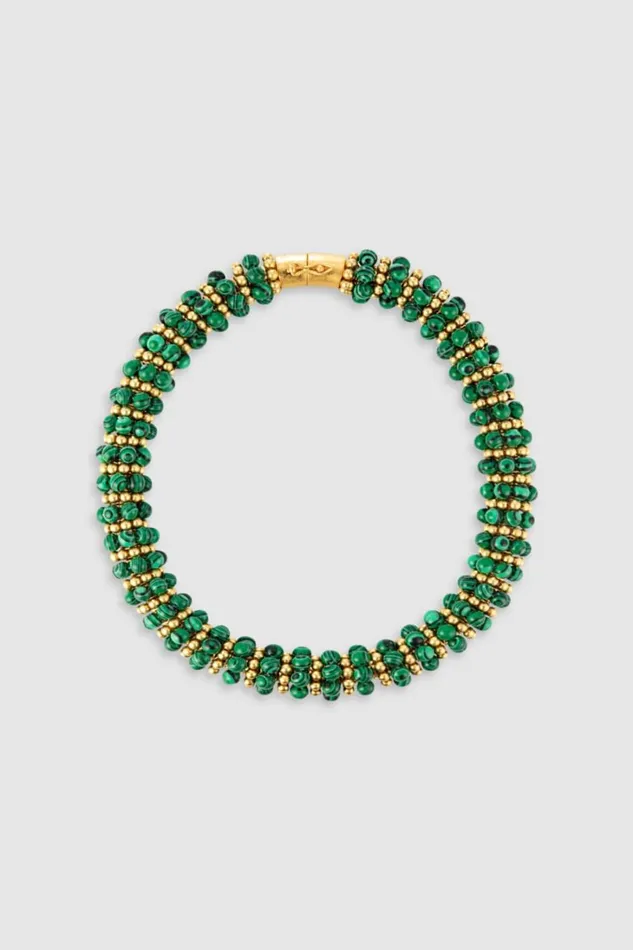 Oroton Pietra Necklace 18k Worn Goldmalachite Women Jewellery