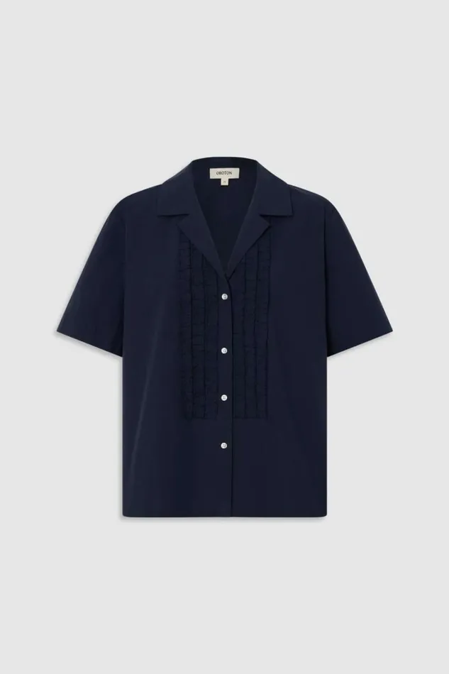 Oroton Posy Ruffle Camp Shirt North Sea Women Tops