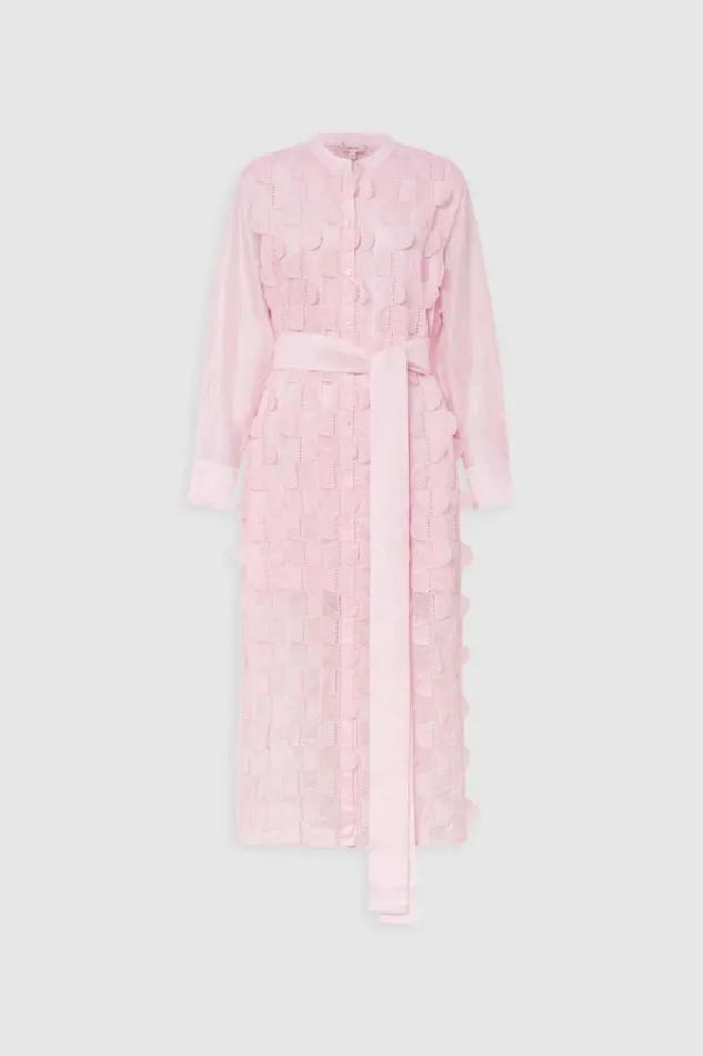 Oroton Scallop Lace Shirt Dress Pink Rose Women Dresses