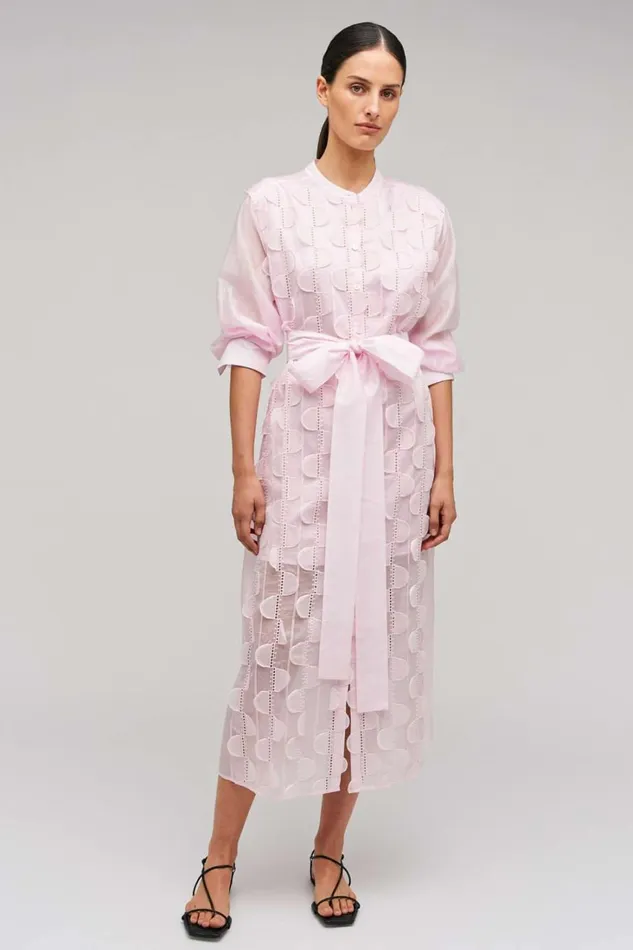 Oroton Scallop Lace Shirt Dress Pink Rose Women Dresses Oroton Scallop Lace Shirt Dress Pink Rose Women Dresses