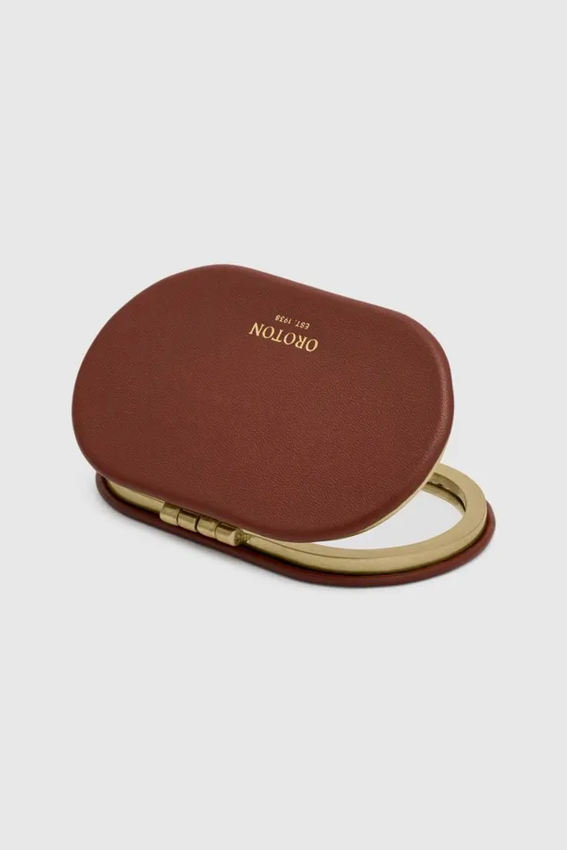 Oroton Scallop Mirror Barn Red Women Compact Mirrors