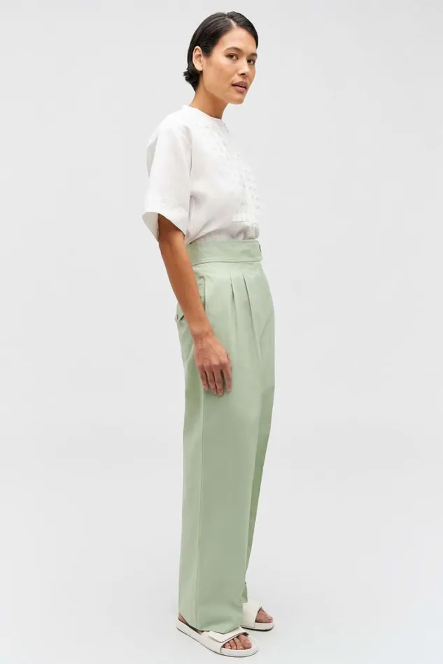 Oroton Tab Detail Pant Eau De Nil Women Pants Oroton Tab Detail Pant Eau De Nil Women Pants