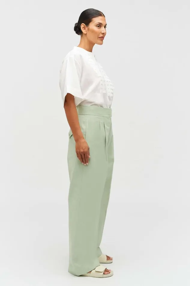 Oroton Tab Detail Pant Eau De Nil Women Pants Oroton Tab Detail Pant Eau De Nil Women Pants