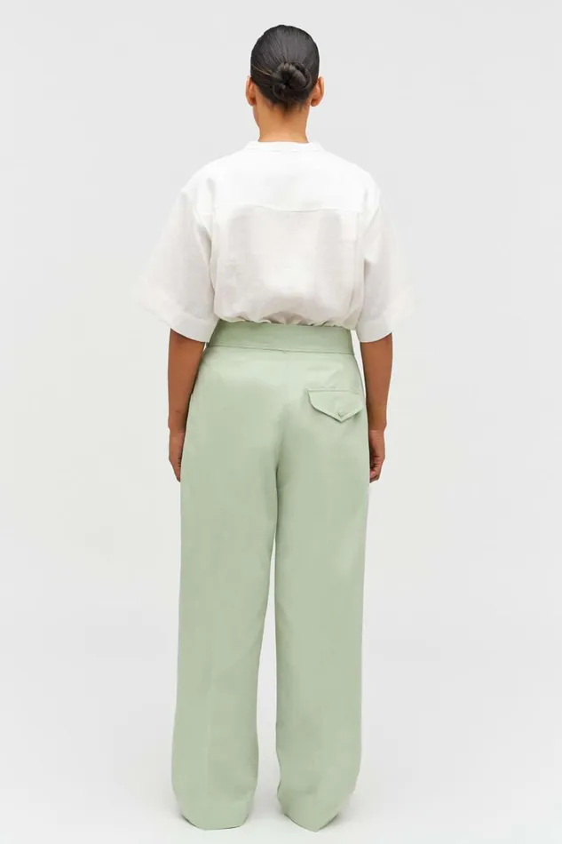 Oroton Tab Detail Pant Eau De Nil Women Pants Oroton Tab Detail Pant Eau De Nil Women Pants