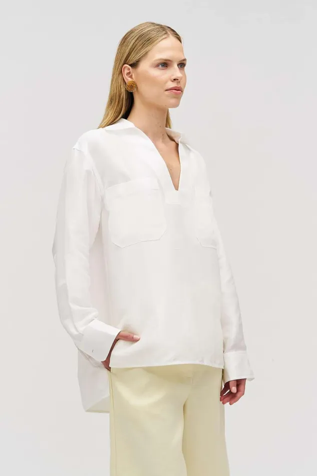 Oroton Tunic Shirt Antique White Women Tops Oroton Tunic Shirt Antique White Women Tops