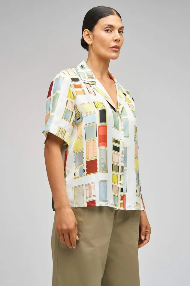Oroton Vintage Ribbon Camp Shirt Multi Women Tops Oroton Vintage Ribbon Camp Shirt Multi Women Tops