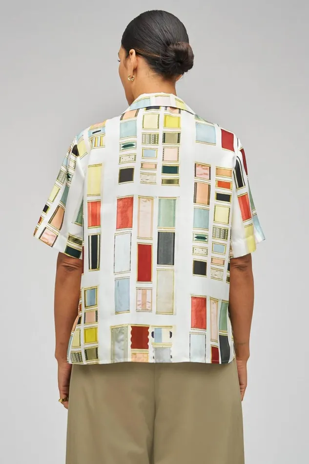 Oroton Vintage Ribbon Camp Shirt Multi Women Tops Oroton Vintage Ribbon Camp Shirt Multi Women Tops