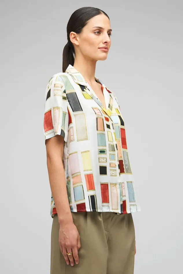 Oroton Vintage Ribbon Camp Shirt Multi Women Tops Oroton Vintage Ribbon Camp Shirt Multi Women Tops