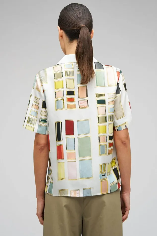 Oroton Vintage Ribbon Camp Shirt Multi Women Tops Oroton Vintage Ribbon Camp Shirt Multi Women Tops