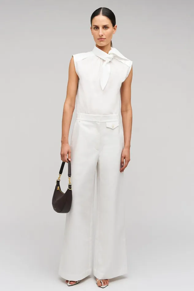 Oroton Wide Curved Leg Pant White Women Pants Oroton Wide Curved Leg Pant White Women Pants