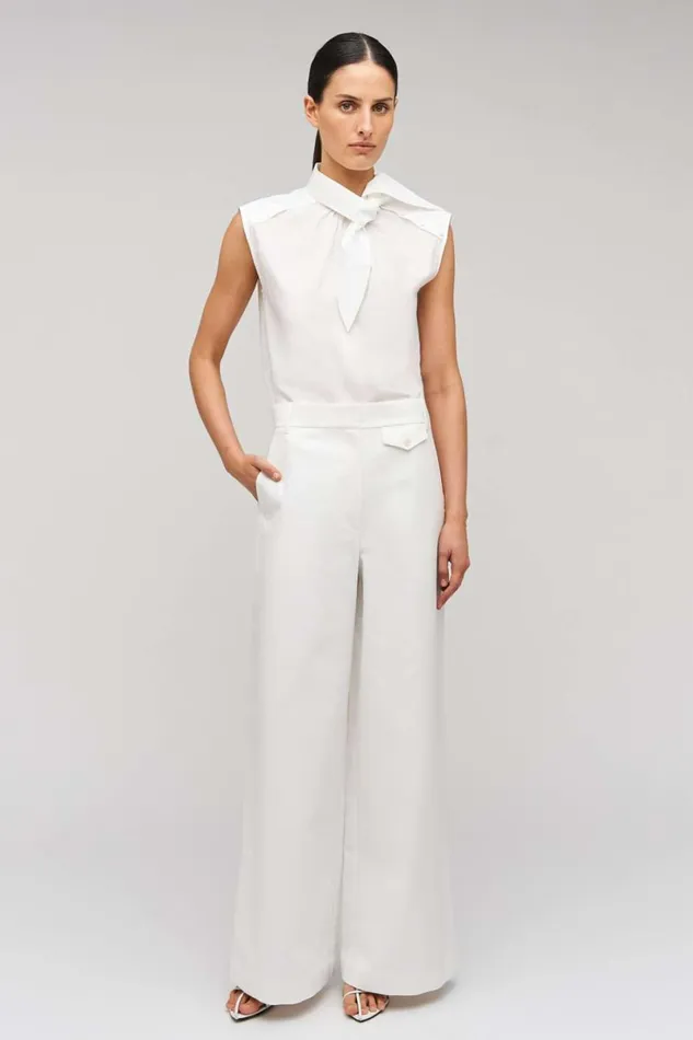 Oroton Wide Curved Leg Pant White Women Pants Oroton Wide Curved Leg Pant White Women Pants