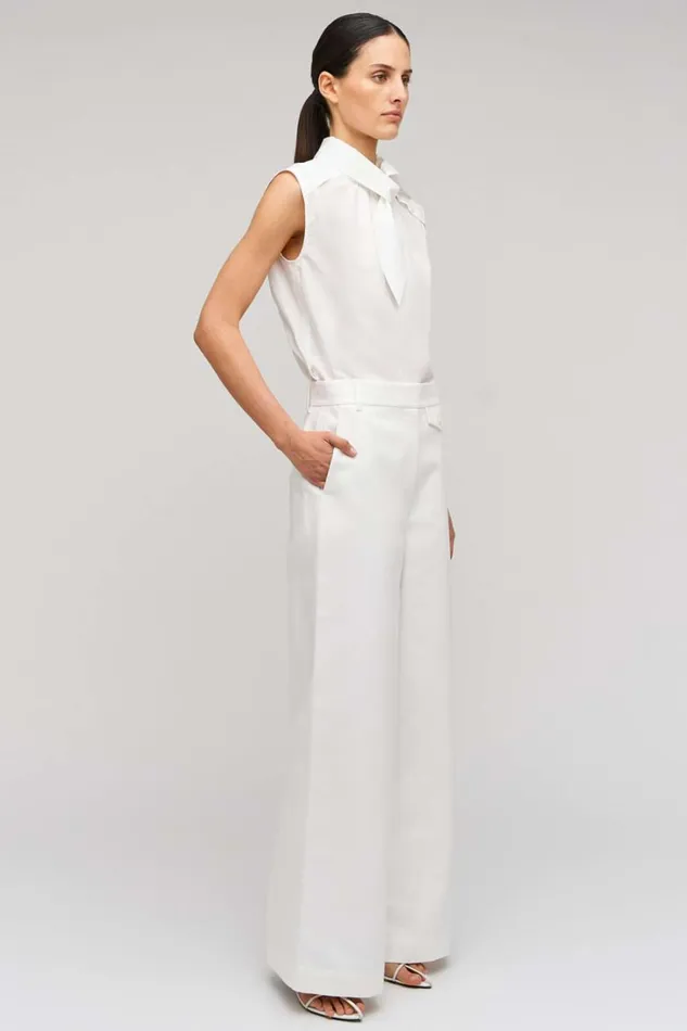 Oroton Wide Curved Leg Pant White Women Pants Oroton Wide Curved Leg Pant White Women Pants