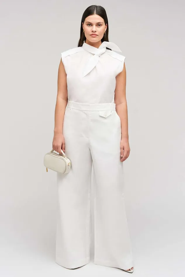 Oroton Wide Curved Leg Pant White Women Pants Oroton Wide Curved Leg Pant White Women Pants