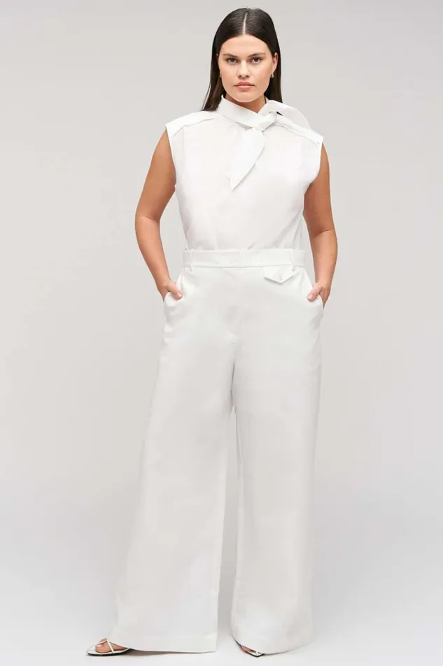 Oroton Wide Curved Leg Pant White Women Pants Oroton Wide Curved Leg Pant White Women Pants
