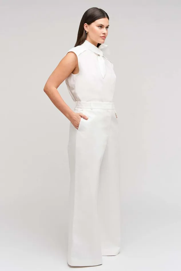 Oroton Wide Curved Leg Pant White Women Pants Oroton Wide Curved Leg Pant White Women Pants
