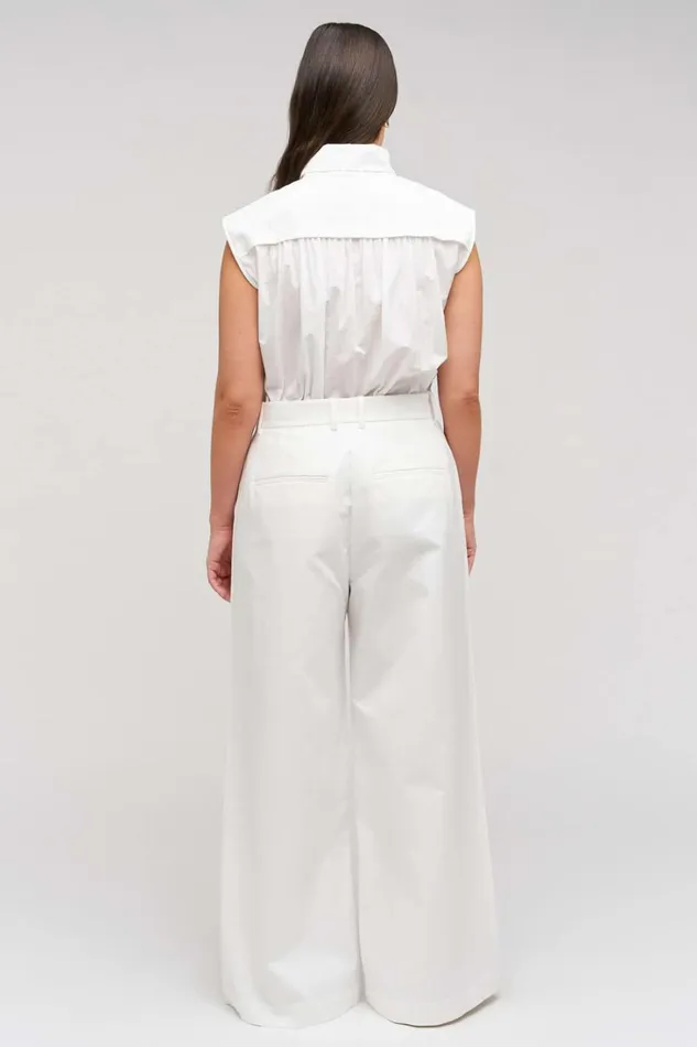 Oroton Wide Curved Leg Pant White Women Pants Oroton Wide Curved Leg Pant White Women Pants