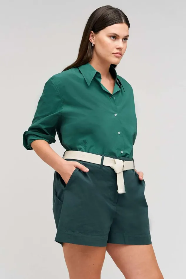 Oroton Wren Poplin Shirt Villa Green Women Tops Oroton Wren Poplin Shirt Villa Green Women Tops