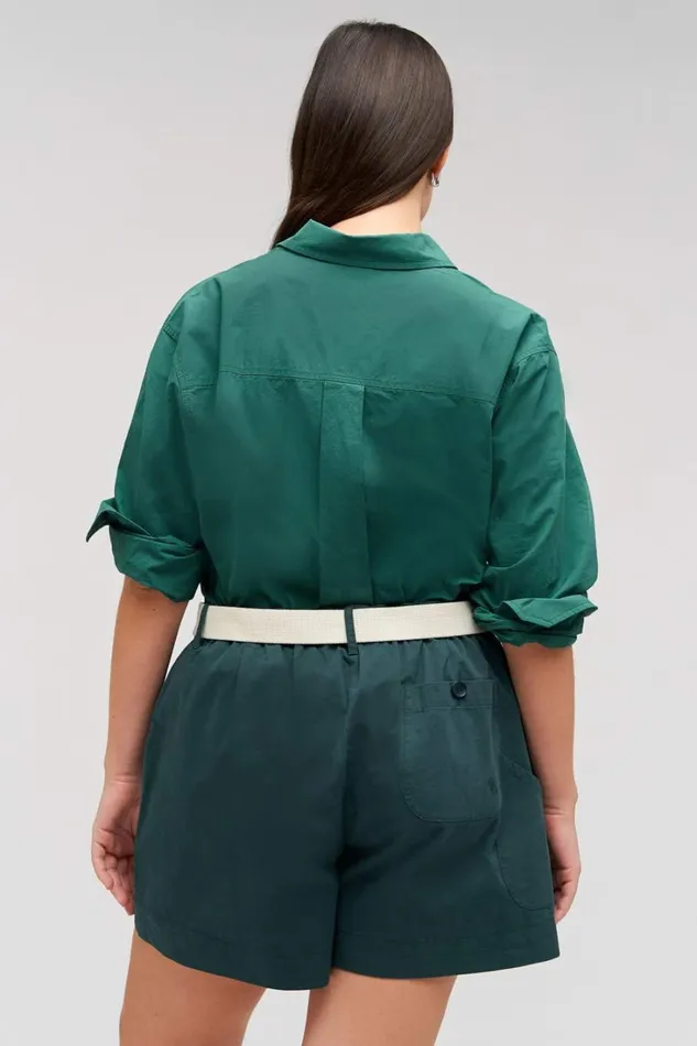 Oroton Wren Poplin Shirt Villa Green Women Tops Oroton Wren Poplin Shirt Villa Green Women Tops