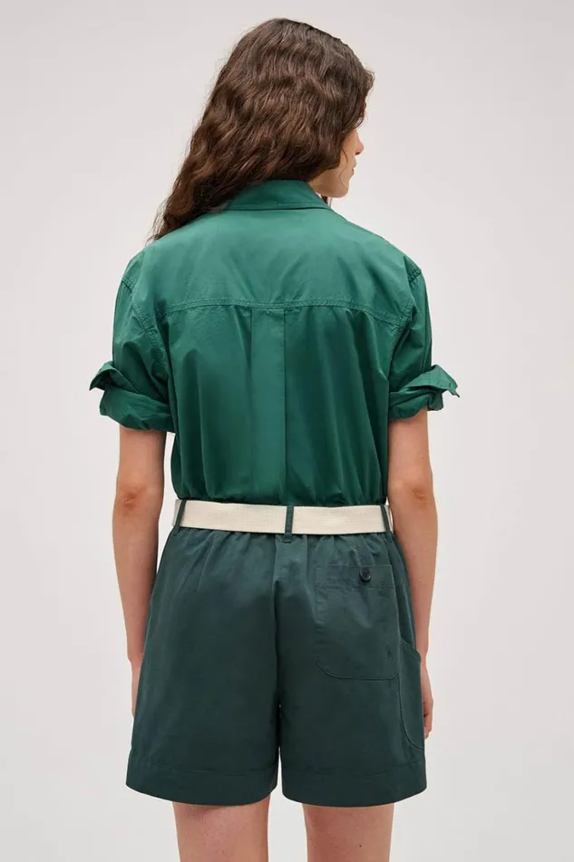 Oroton Wren Poplin Shirt Villa Green Women Tops Oroton Wren Poplin Shirt Villa Green Women Tops
