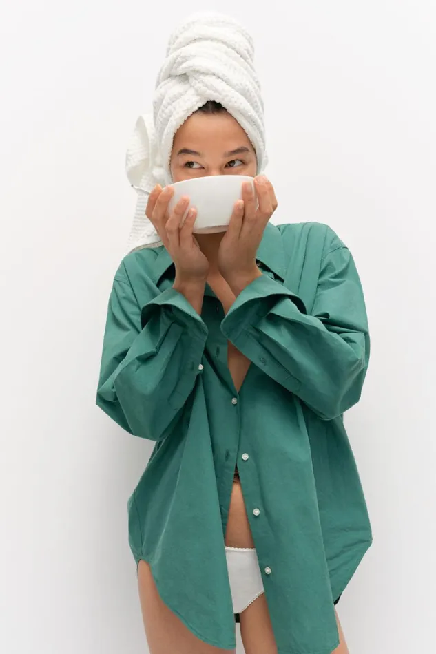 Oroton Wren Poplin Shirt Villa Green Women Tops Oroton Wren Poplin Shirt Villa Green Women Tops