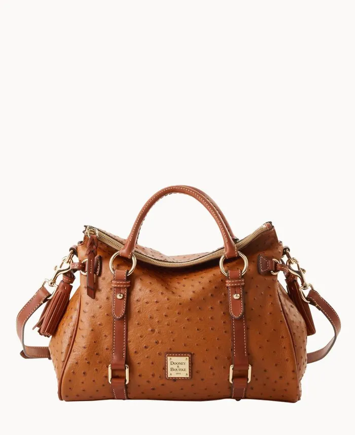 Ostrich Large Satchel Caramel Woman Dooney and Bourke Satchels