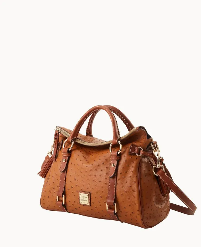 Ostrich Large Satchel Caramel Woman Dooney and Bourke Satchels Ostrich Large Satchel Caramel Woman Dooney and Bourke Satchels