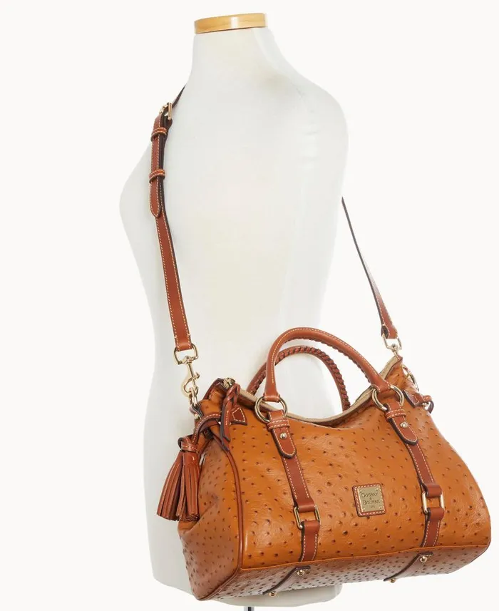 Ostrich Large Satchel Caramel Woman Dooney and Bourke Satchels Ostrich Large Satchel Caramel Woman Dooney and Bourke Satchels