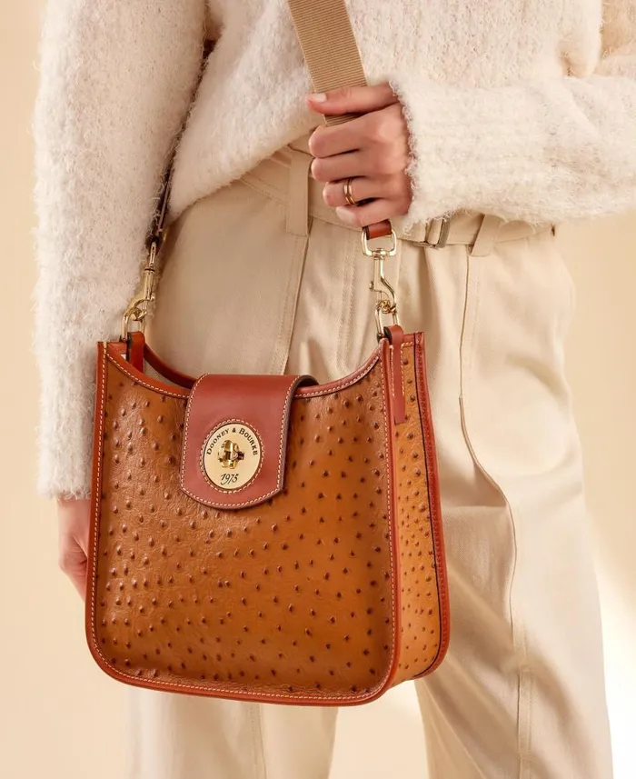 Ostrich Turnlock Messenger 28 Caramel Woman Dooney and Bourke Shoulder Bags Ostrich Turnlock Messenger 28 Caramel Woman Dooney and Bourke Shoulder Bags