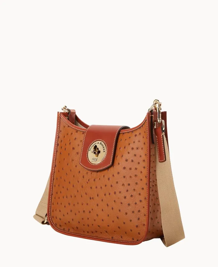 Ostrich Turnlock Messenger 28 Caramel Woman Dooney and Bourke Shoulder Bags Ostrich Turnlock Messenger 28 Caramel Woman Dooney and Bourke Shoulder Bags