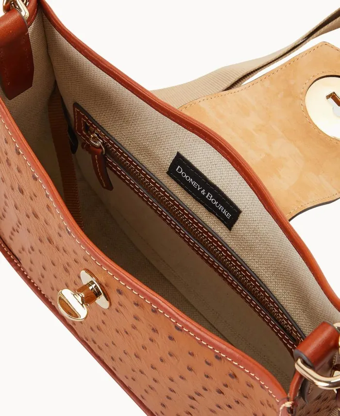 Ostrich Turnlock Messenger 28 Caramel Woman Dooney and Bourke Shoulder Bags Ostrich Turnlock Messenger 28 Caramel Woman Dooney and Bourke Shoulder Bags